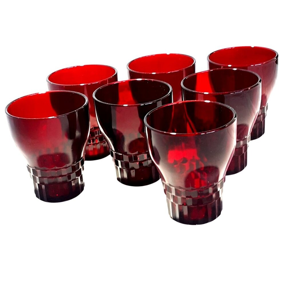 Windsor Royal Ruby by Anchor Hocking 7- 10 Oz Flat Tumblers Holiday Christmas